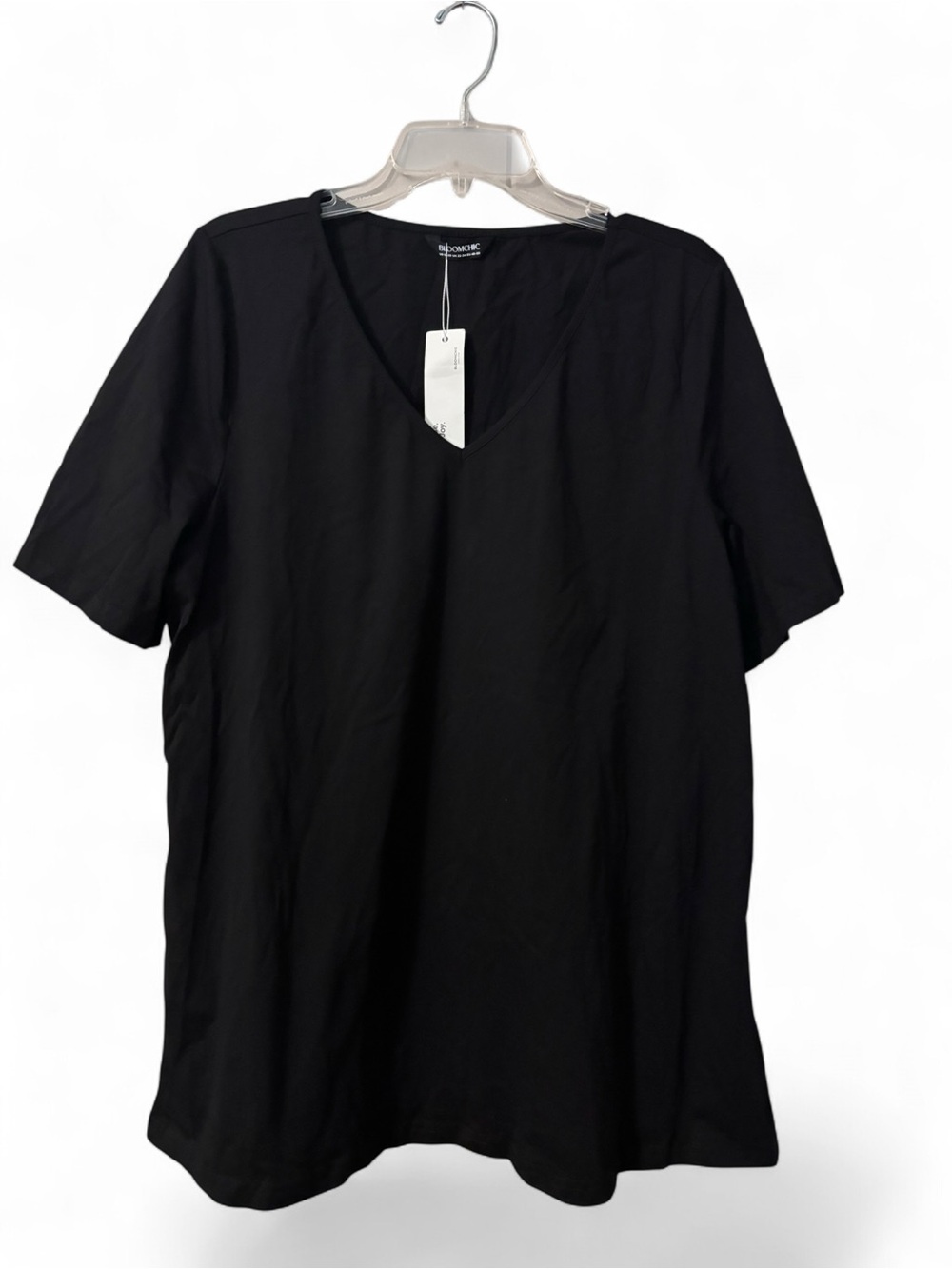 BloomChic Black Long V-Neck Tee Top with stretch 18/20